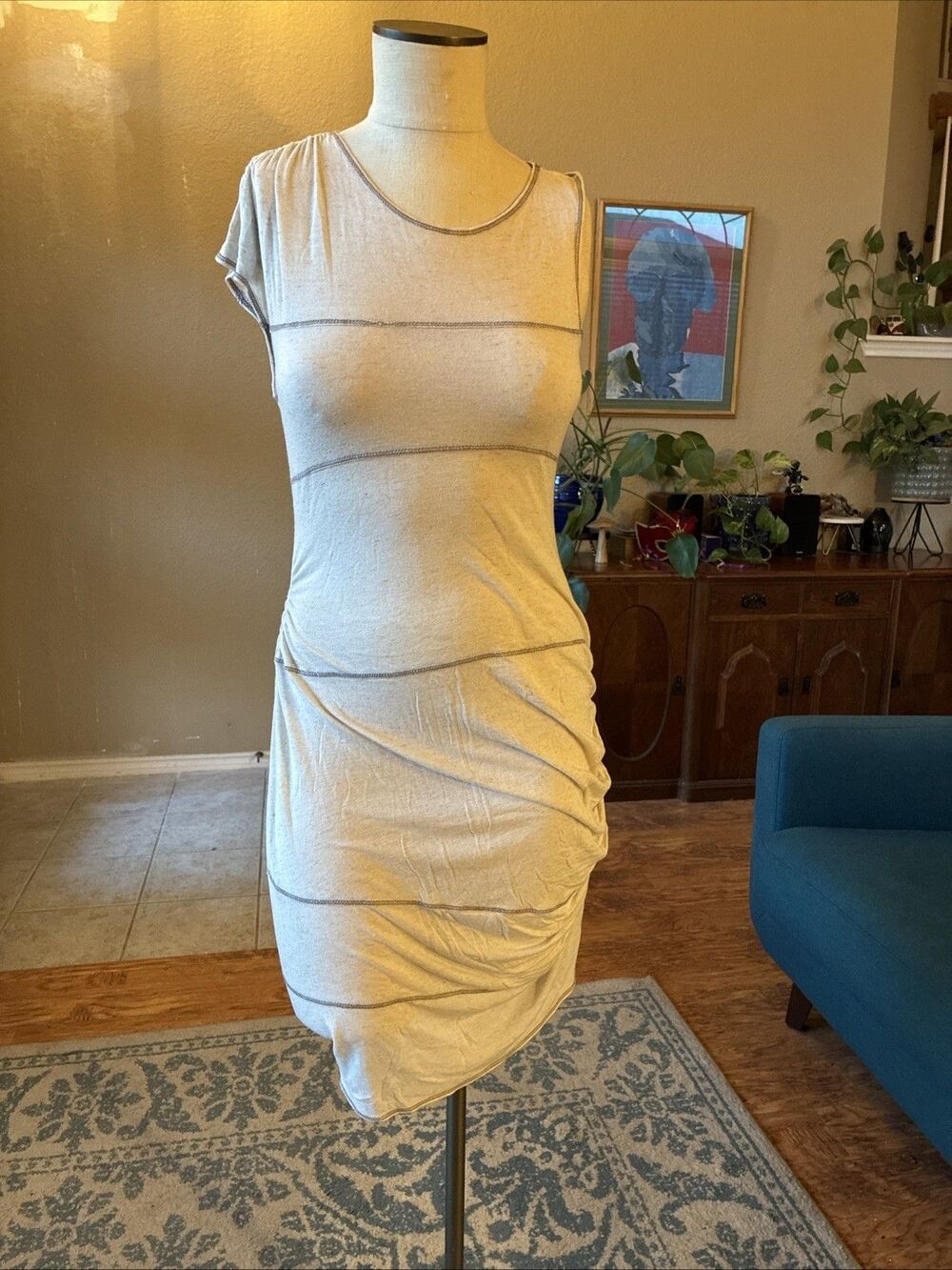 Anthropologie Illia Bodycon Asymmetrical Micro model/silk Mini Dress Sz Small
